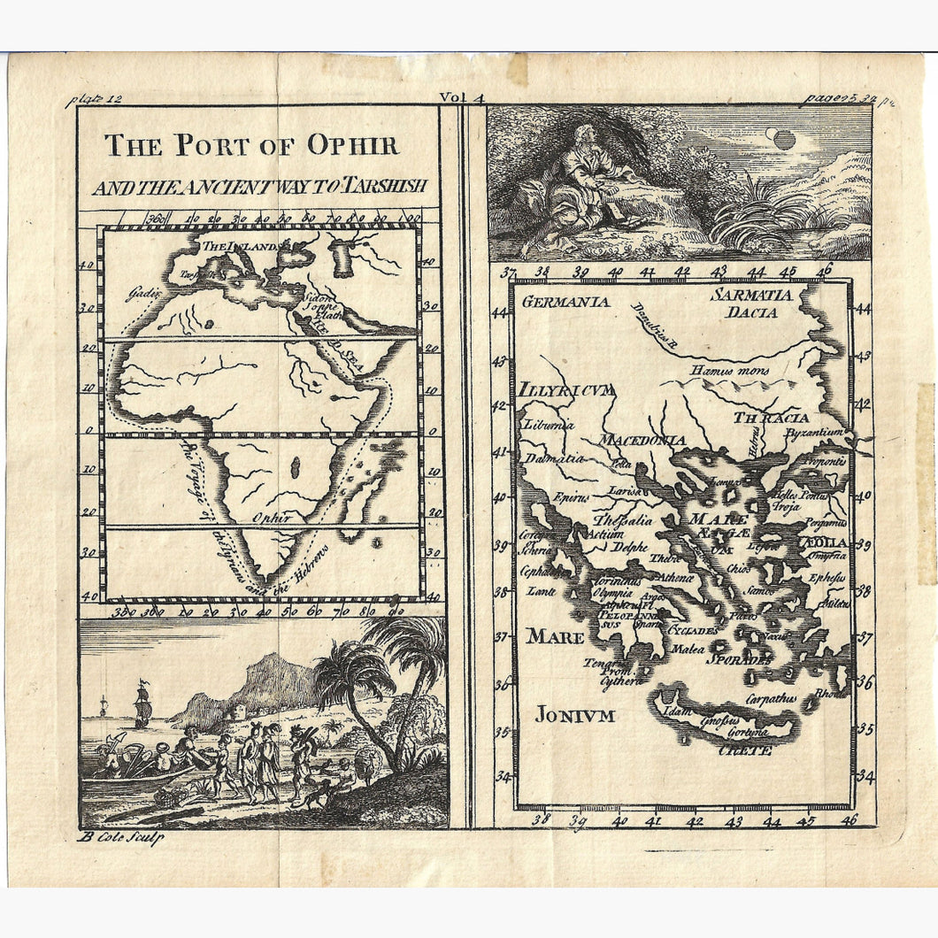 Antique Map The Port of Ophir 1740 Maps