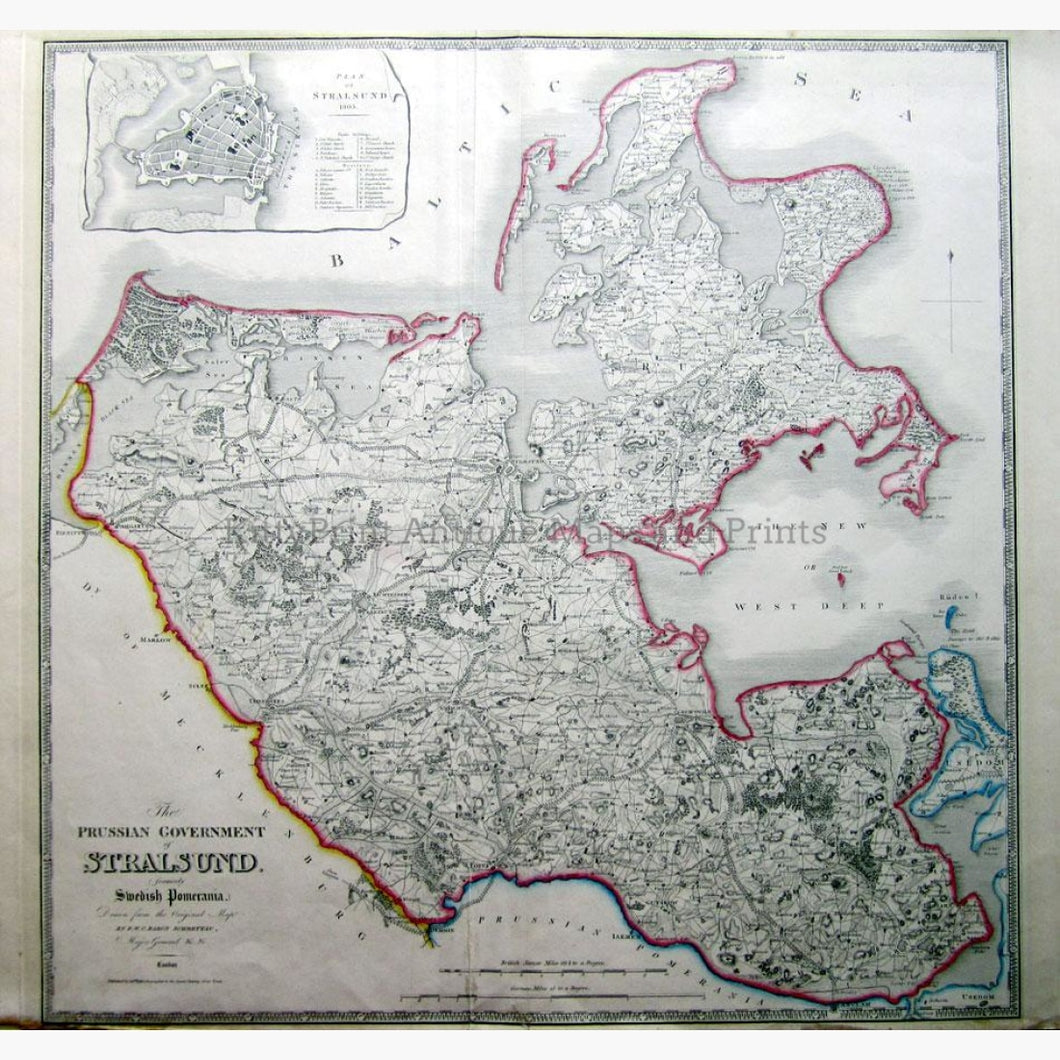 The Prussian Government of Stralsund 1803 Maps KittyPrint 1800s Germany Scandinavia & Nordic Countries Town Plans