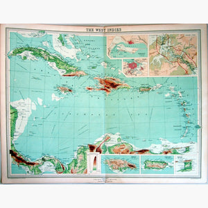 Antique Map The West Indies 1922 Maps