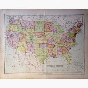 Antique Map United States 1873 Maps
