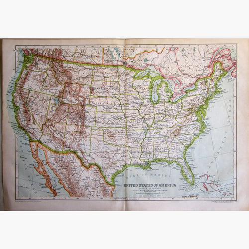 Antique Map United States of America 1910 Maps