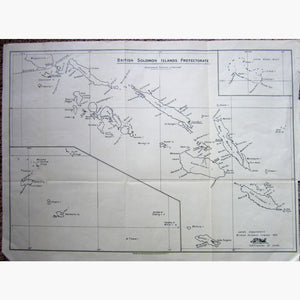 Antique Maps British Solomon Islands Protectorate 1925 Maps