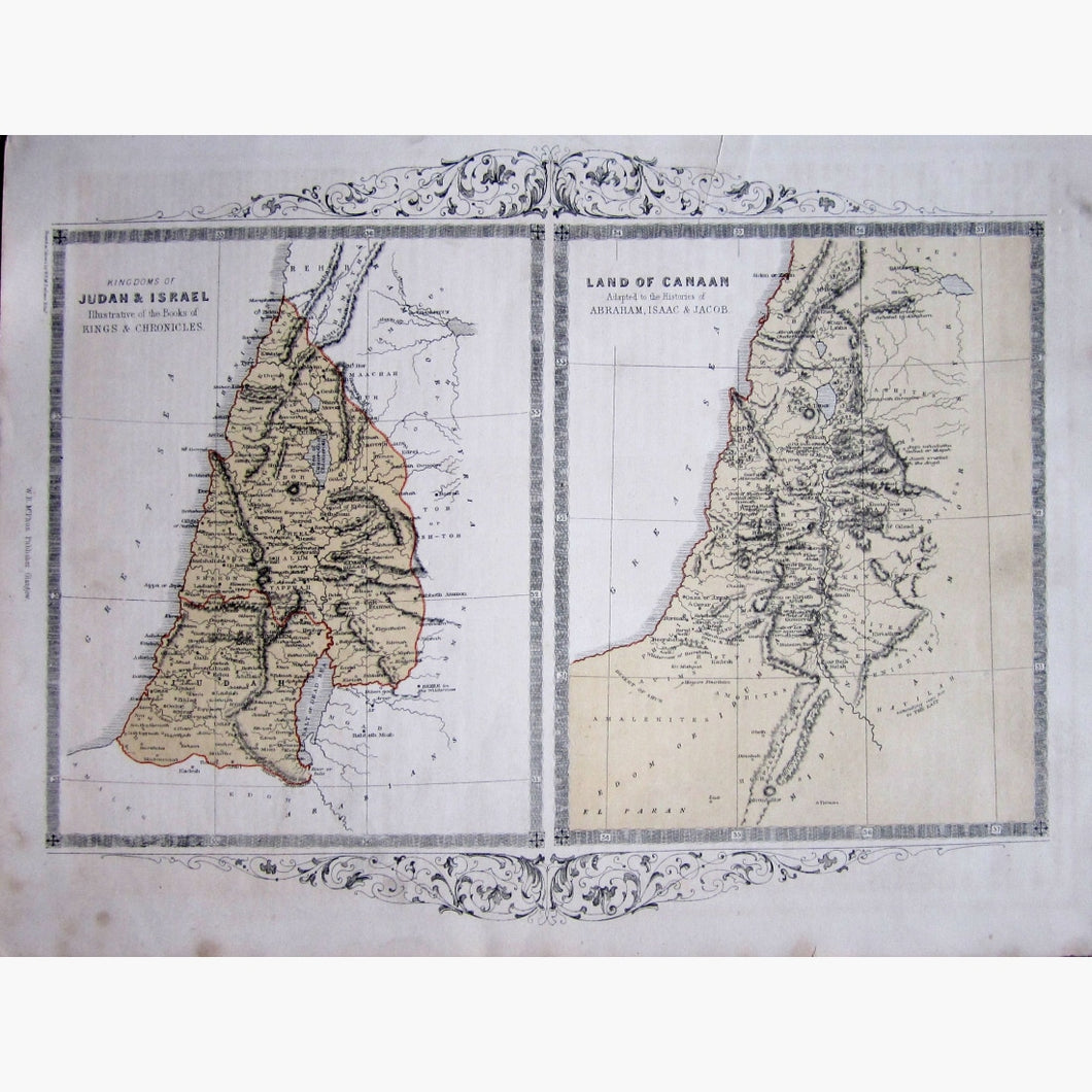 Antique Maps Kingdoms of Judah & Israel 1860 Maps