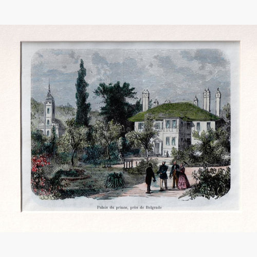 Belgrade Palais du prince  1876 Prints KittyPrint 1800s Castles & Historical Buildings Eastern Europe Genre Scenes