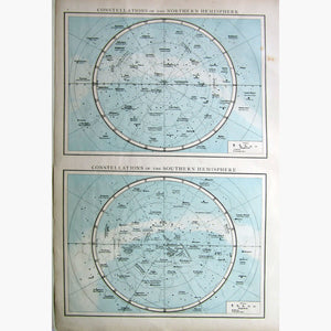 Antique Print Constellations of the N. and S.Hemisphere 1895 Prints