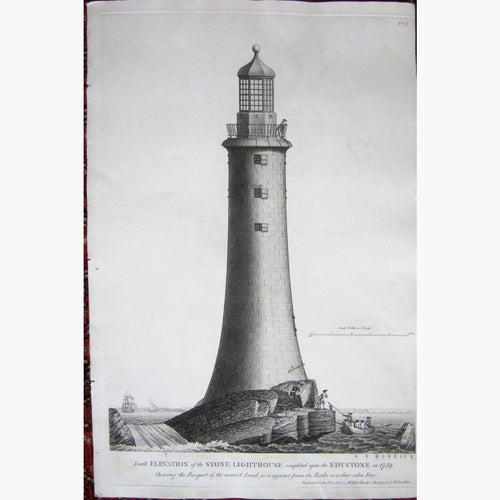 Antique Print Elevation of Stone Lighthouse on Edystone 1763 Prints