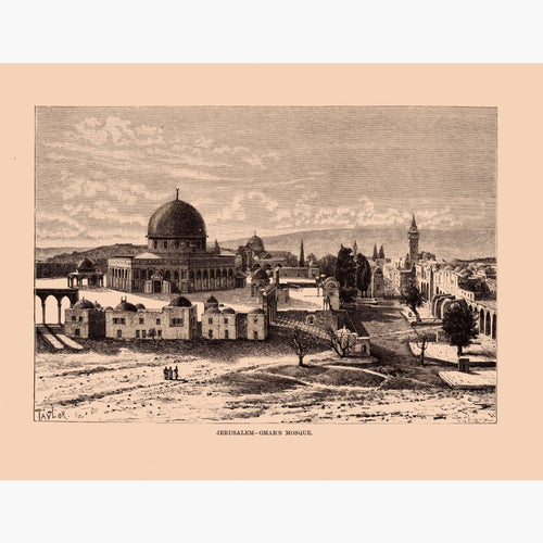Jerusalem-Omar's Mosque c.1880 Prints KittyPrint 1800s Castles & Historical Buildings Holy Land Religion Townscapes