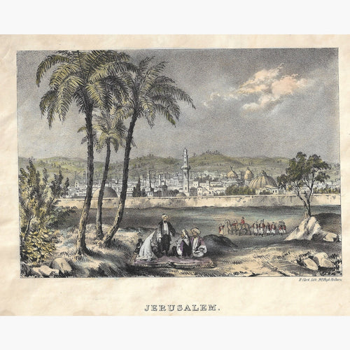 Antique Print Jerusalem. With the Mount of Olives c.1840 Prints