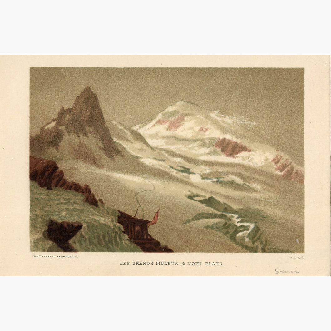 Antique Print Les Grands Mulets & Mont Blanc,c.1850 Prints