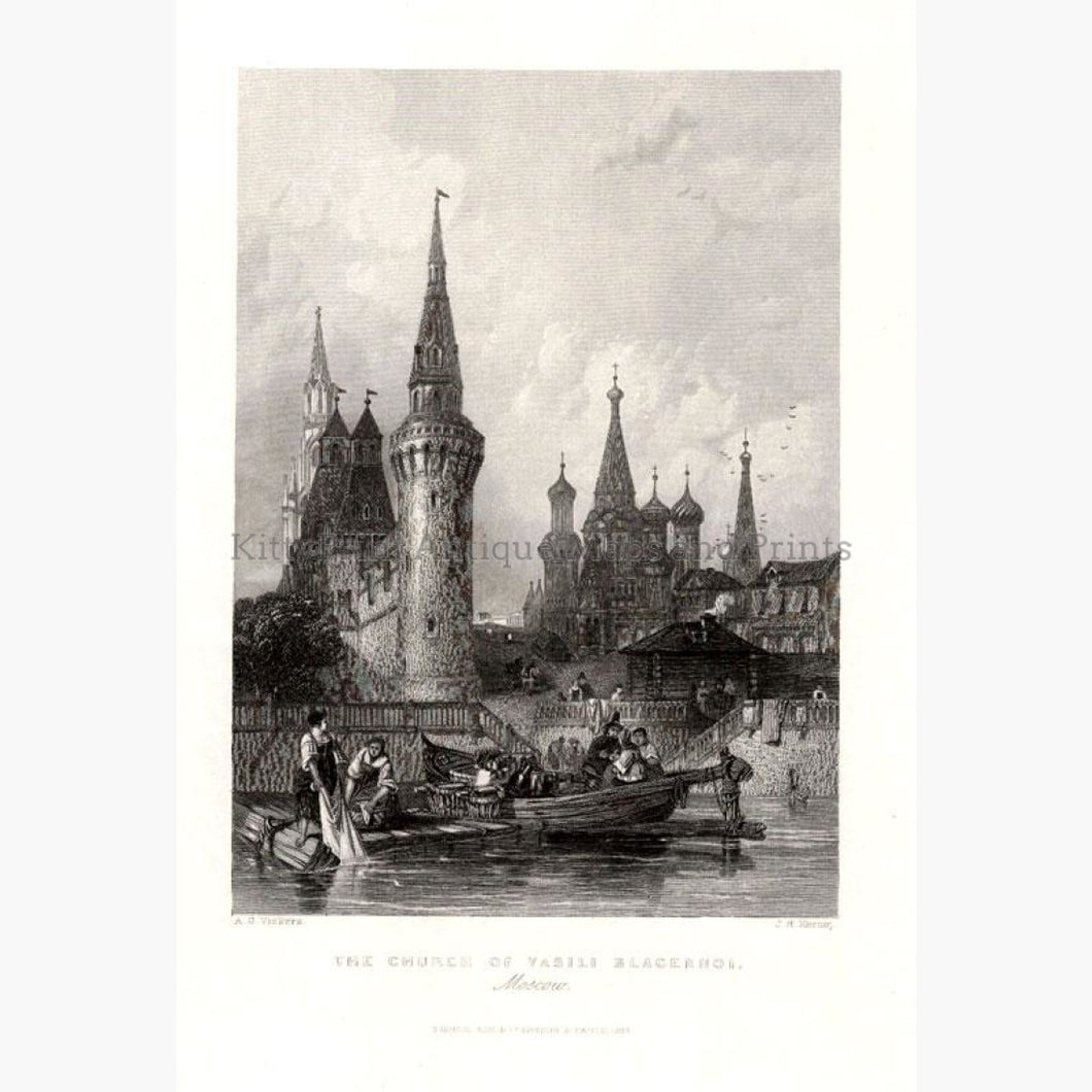 Moscow Church of Vasili Blacennoi 1844 Prints KittyPrint 1800s Castles & Historical Buildings Russia