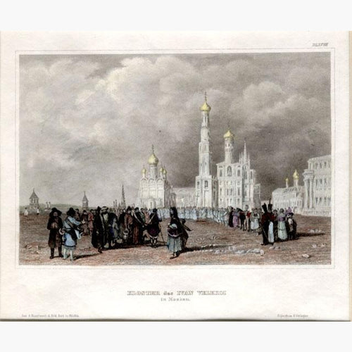 Moscow Ivan the Great Monastery c.1840 Prints KittyPrint 1800s Castles & Historical Buildings Russia