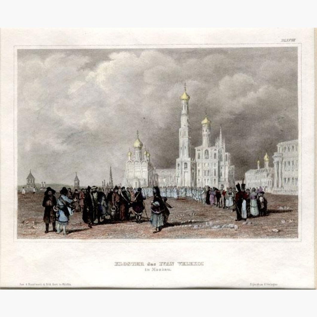 Antique Print Moscow Ivan the Great Monastery c.1840 Prints