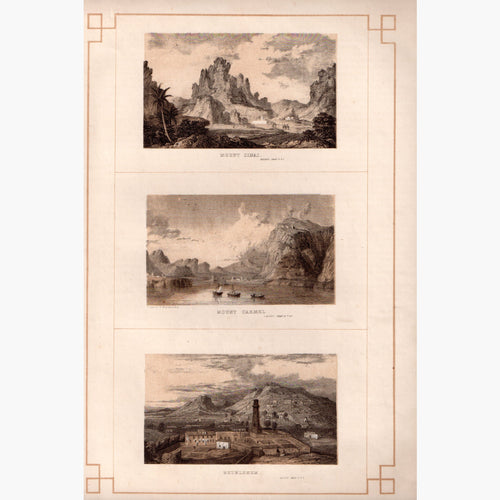 Antique Print Mount Sinai Mount Carmel Bethlehem 1860 Prints