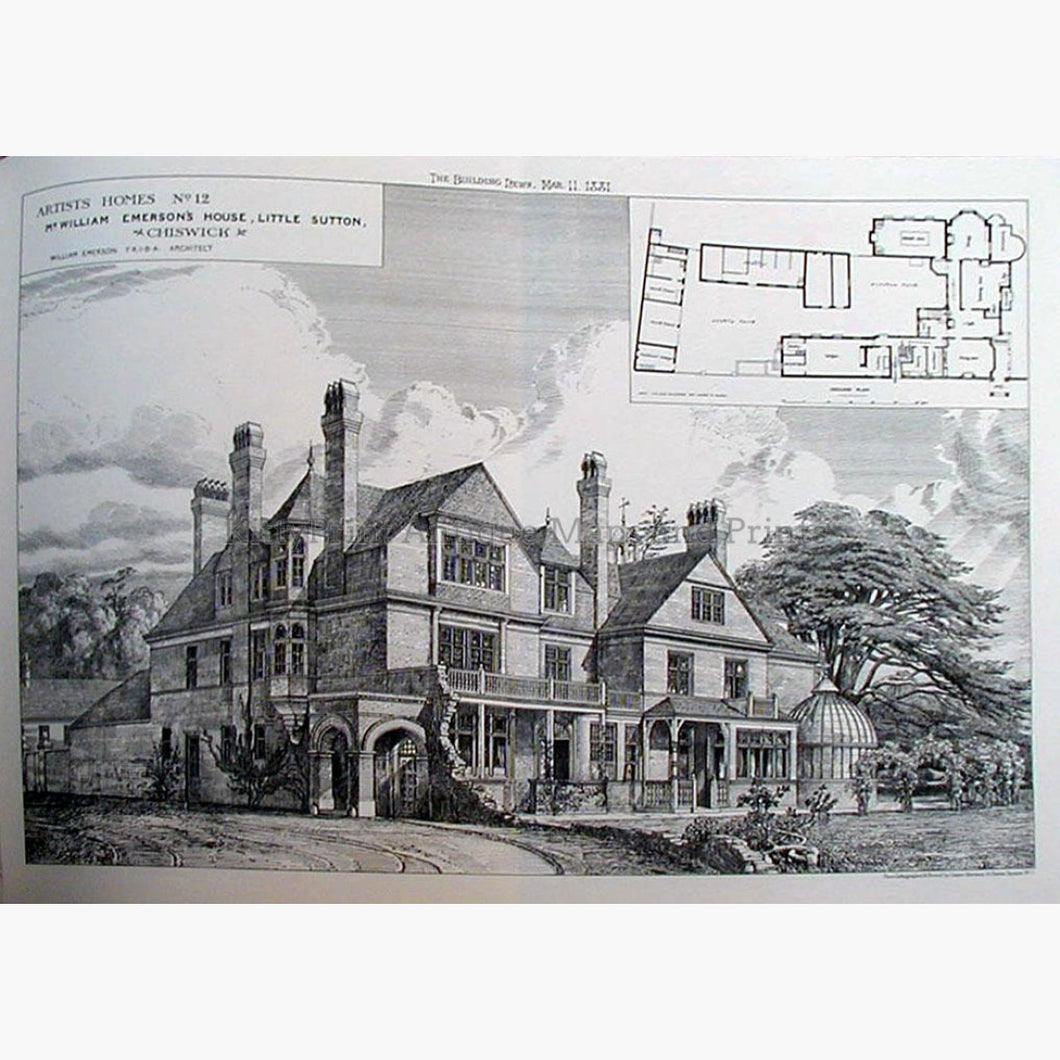 Mr. William Emersons House Little Sutton Chiswick 1881 Prints