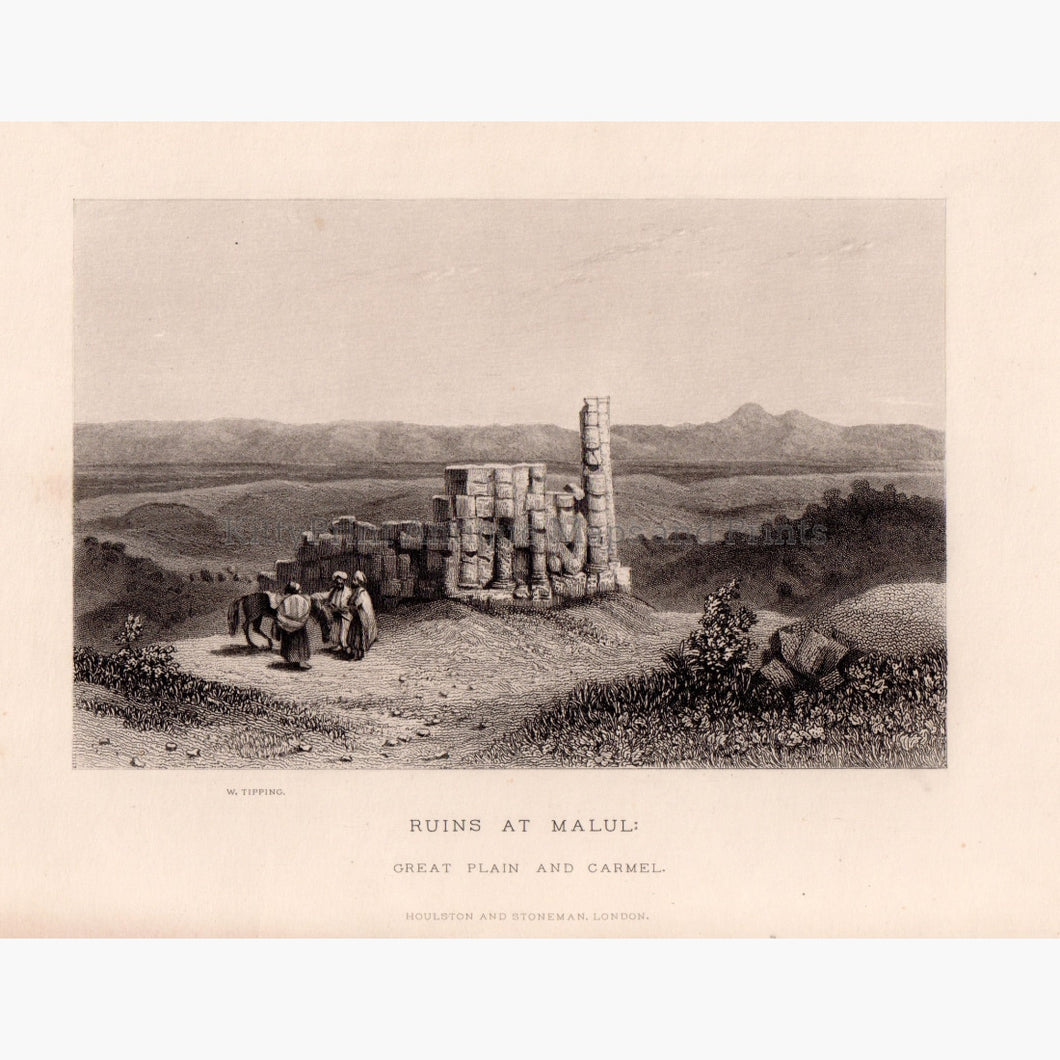 Ruins at Malul; great Plain and Carmel c.1843 Prints KittyPrint 1800s Castles & Historical Buildings Holy Land Landscapes