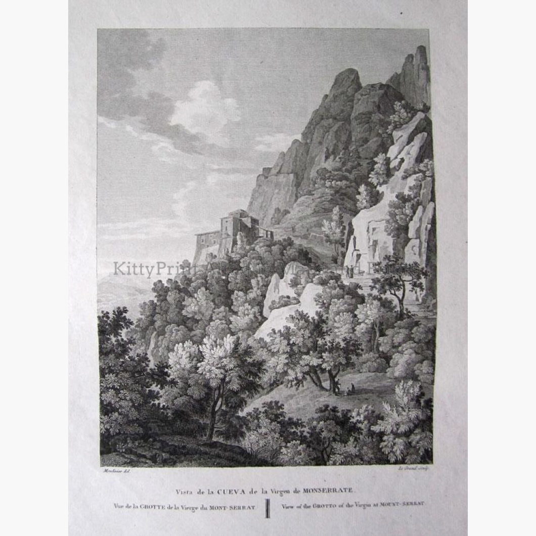 Santa Cova or Holy Cave of Monserrat 1801 Prints KittyPrint 1800s Landscapes Religion Spain & Portugal