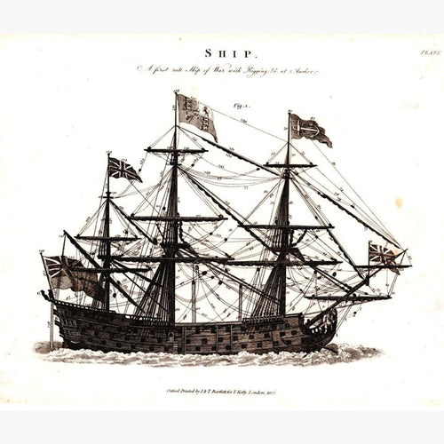 Ship of War 1822 Prints KittyPrint 1800s Maritime Military