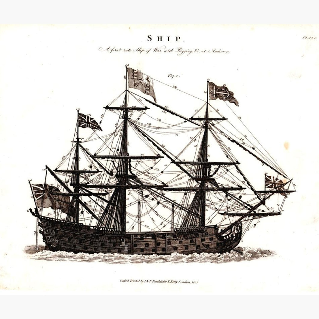 Ship of War 1822 Prints KittyPrint 1800s Maritime Military