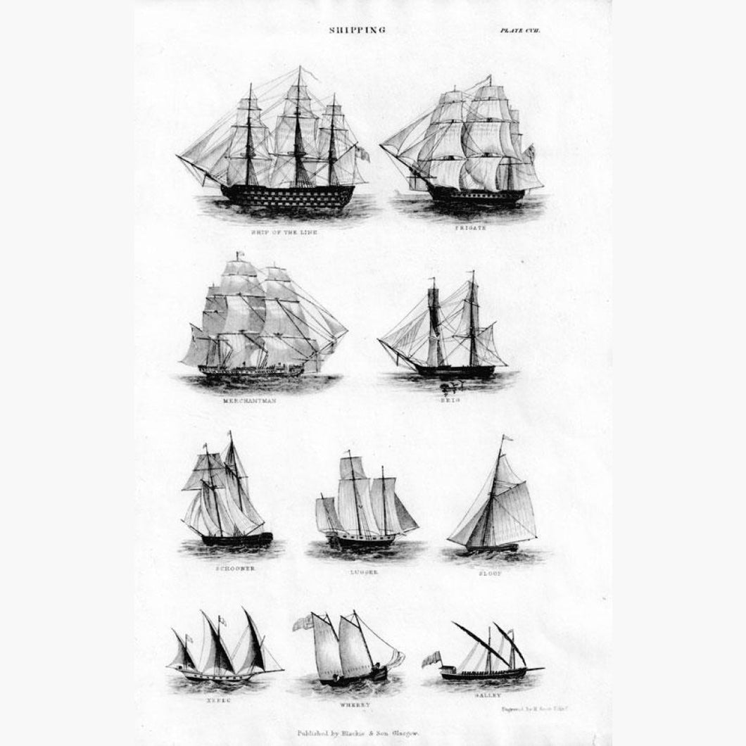 Shipping c.1850 Prints KittyPrint 1800s Maritime