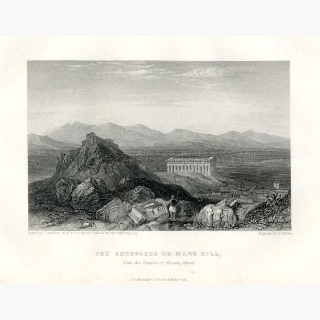 The Areopagus on Mars Hill 1856 Prints KittyPrint 1800s Castles & Historical Buildings Greece Landscapes