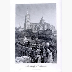 The Bridge of Salamanca c. 1860 Prints KittyPrint 1800s Castles & Historical Buildings Spain & Portugal Townscapes