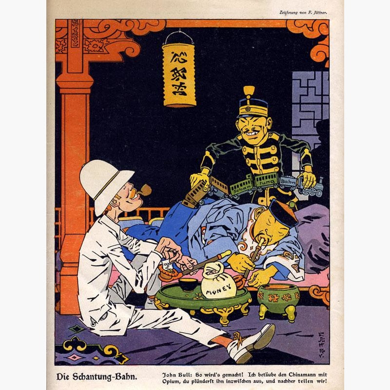 The Schantung Railway 1929 Prints KittyPrint 1900s Caricatures & Cartoons China Japan & Korea Road Rail & Engineering