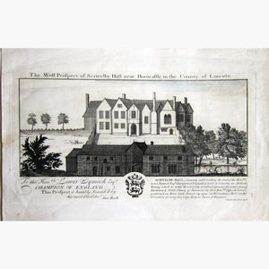 Antique Print The West Prospect of Scrivelby Hall 1726 Prints