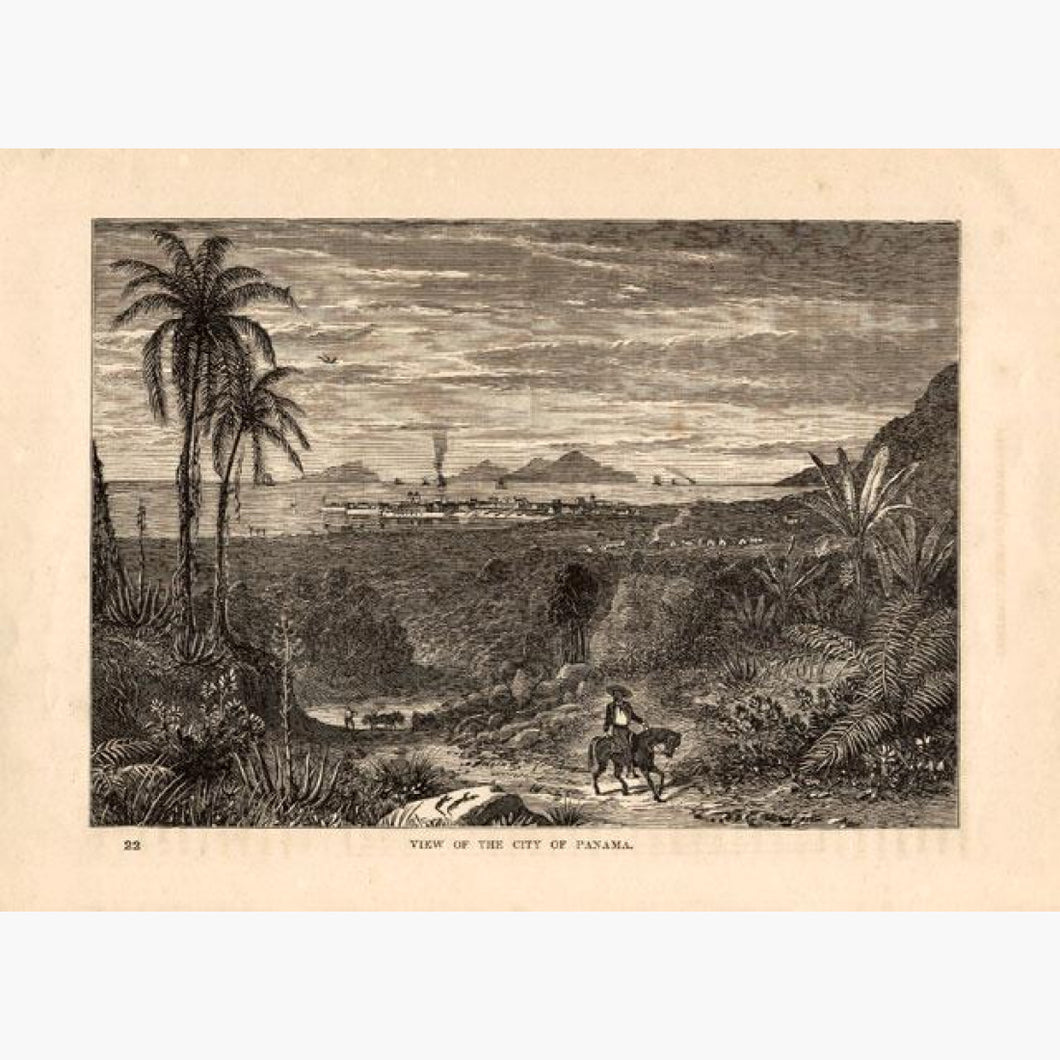 Antique Print View of the City of Panama c.1880 Prints