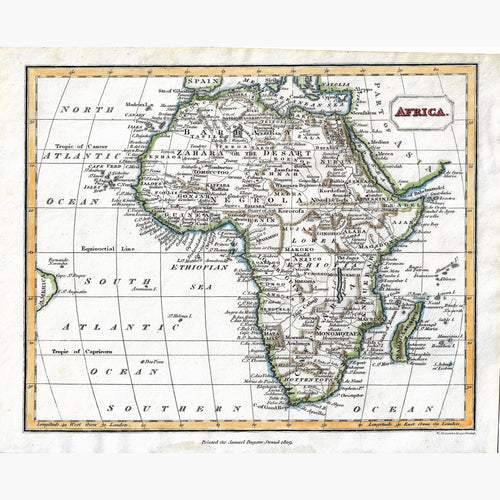 Antique,Vintage Map Africa 1809 Maps