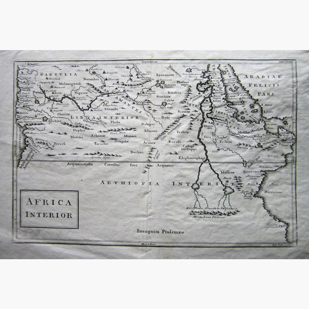 Antique Vintage Map Africa Interior c.1740 Maps