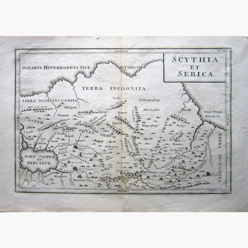 Antique Vintage Map Scythia et Serica c.1740 Maps