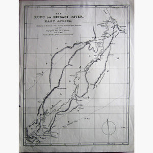 Antique Vintage Map The Rufu or Kingani River,1876 Maps