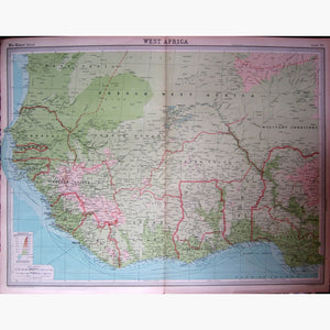 Antique Vintage Map West Africa 1922 Maps