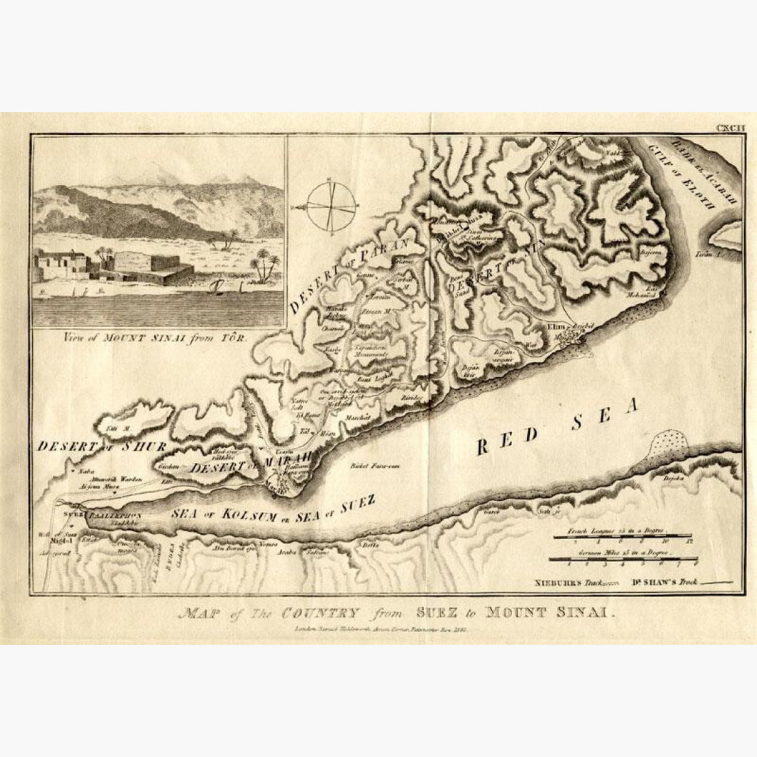 Map of the Country from Suez to Mount Sinai 1836 Maps