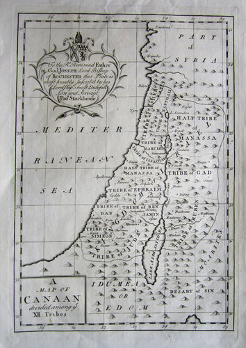 Antique Map A Map Of Canaan Divided Among The Xll Tribes 1733 Maps