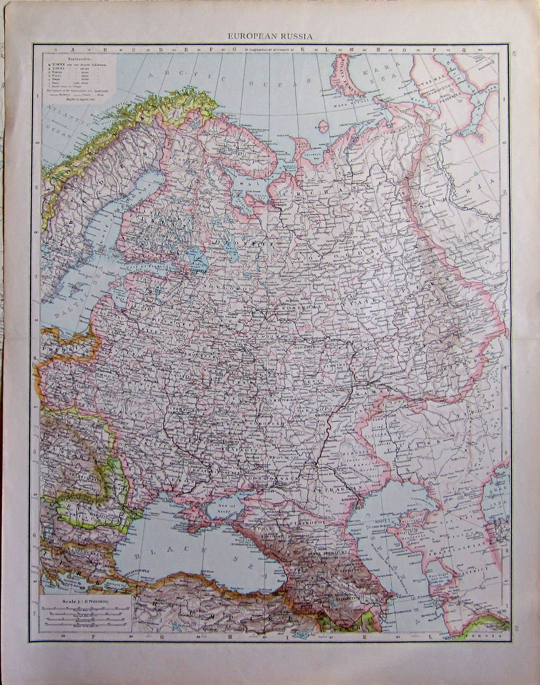 Antique Map, European Russia, 1895