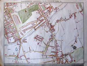 Antique Map, Hammersmith, Shepherds Bush, Holland Park, c 1860