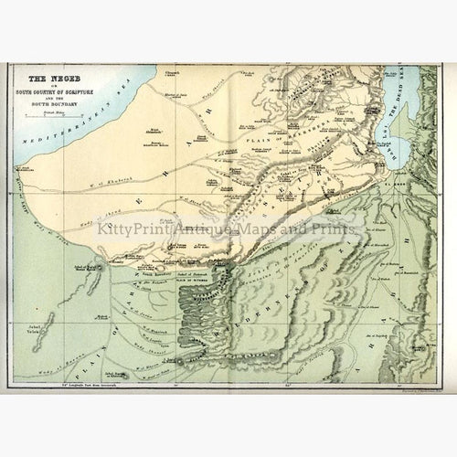 The Negev c.1890 Maps KittyPrint 1800s Biblical Maps Holy Land Middle East Regional Maps