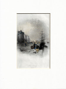 Antique Print, The Quay, Waterford, 1837