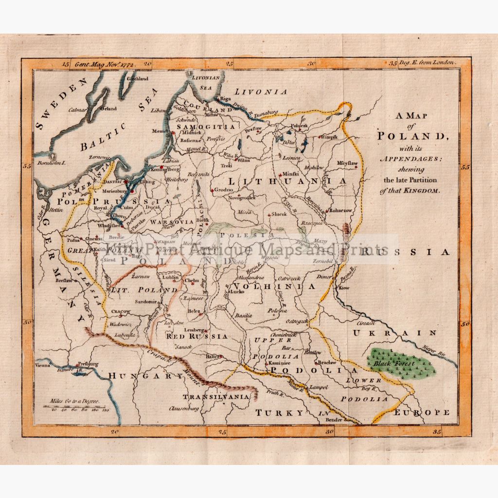 A Map Of Poland With Its Appendages; Showing The Late Partition That Kingdom 1772 Maps