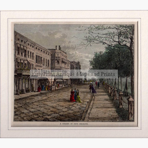 A Street in New Orleans c.1860 Prints KittyPrint 1800s Canada & United States Townscapes