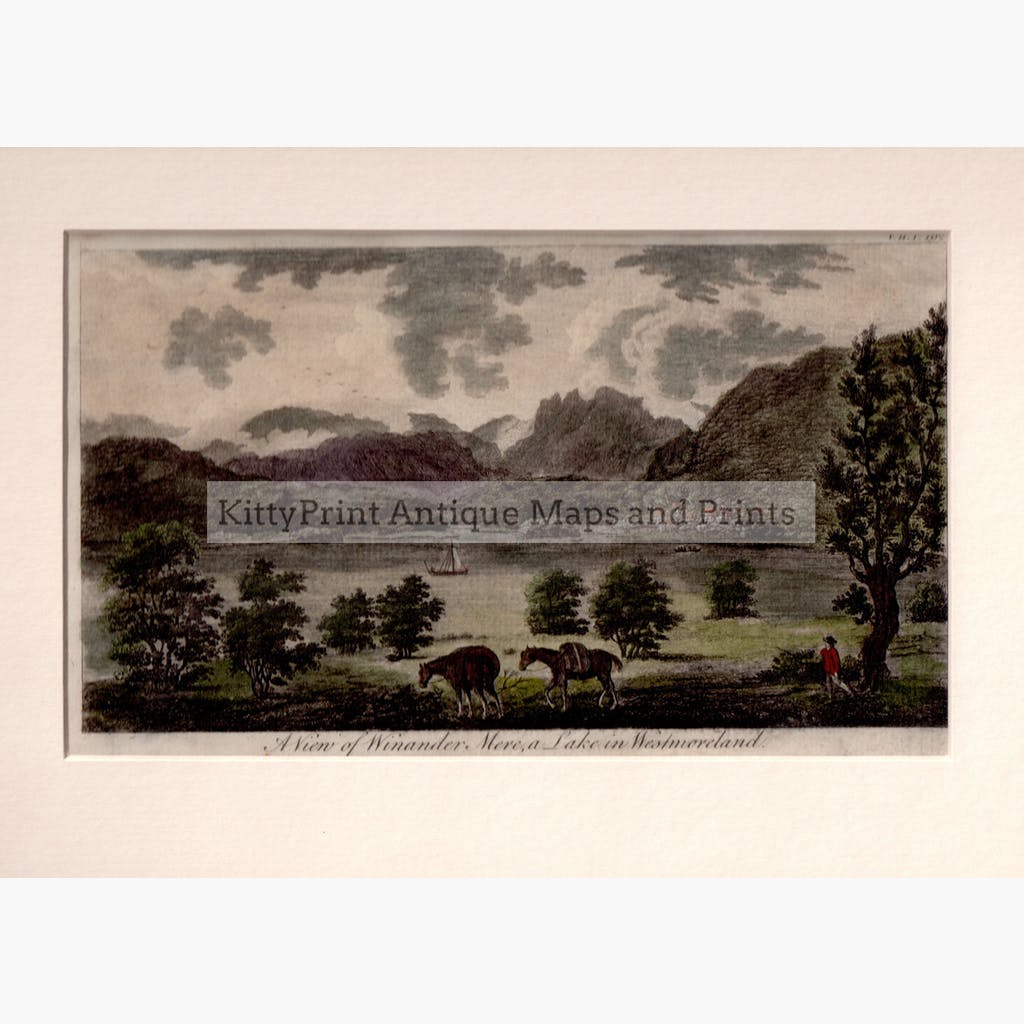 A View of Winander Mere a Lake in Westmoreland 1776 Prints KittyPrint 1700s England England in the 1700s Genre Scenes Landscapes