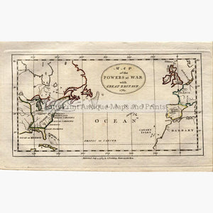 American War of Independance Powers at War with Great Britain in 1783 pub. 1785 Maps KittyPrint 1700s Battles & Wars Canada & United States
