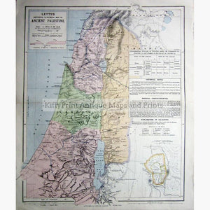 Ancient Palestine 1883 Maps KittyPrint 1800s Biblical Maps Contour & Relief Holy Land