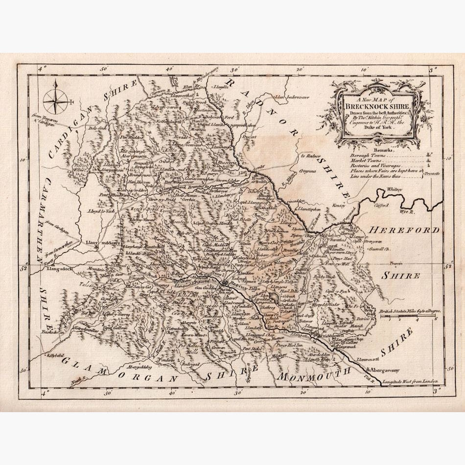 A New map Of Brecknockshire 1764 Maps KittyPrint 1700s Wales