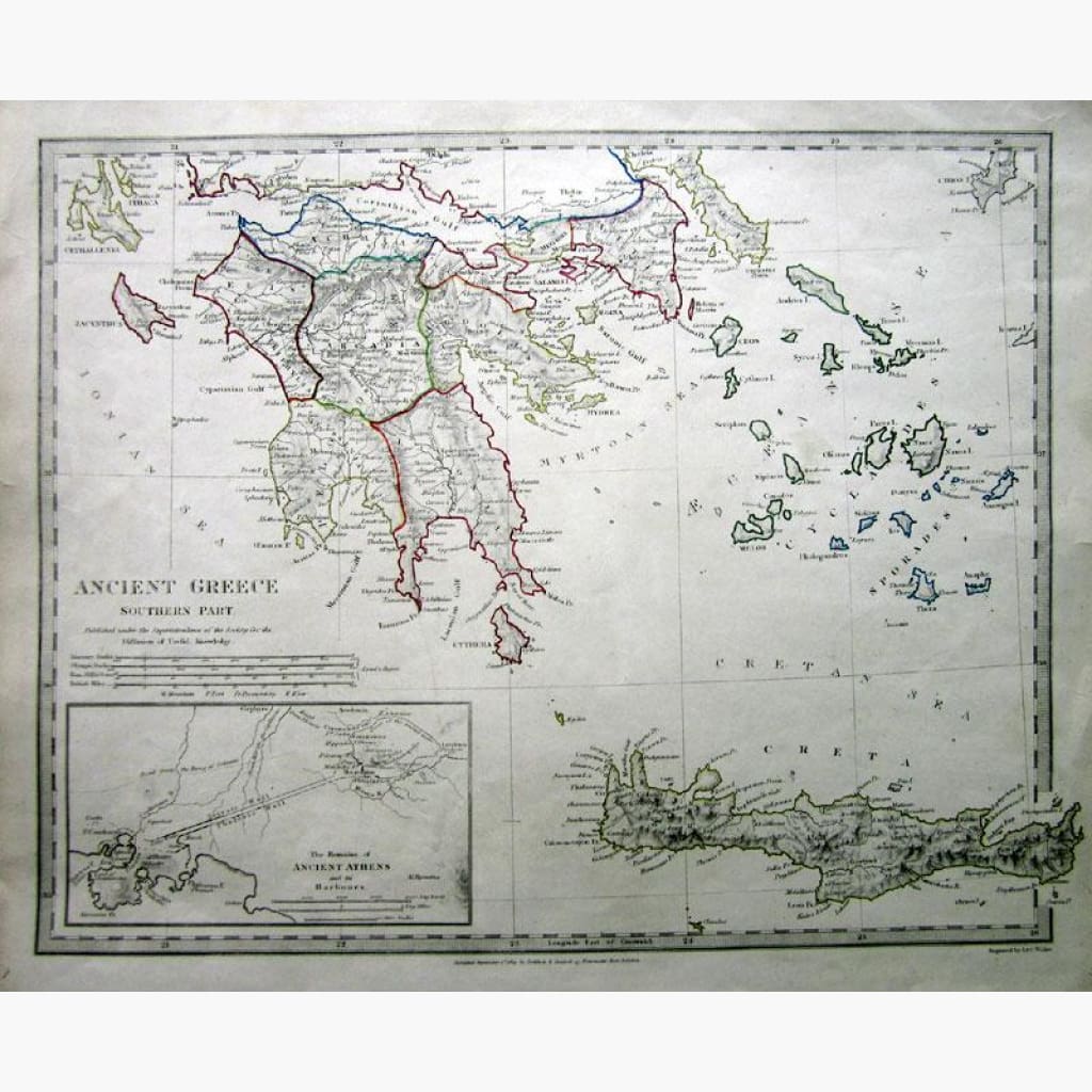 Ancient Greece Southern Part 1829 Maps KittyPrint 1800s Greece