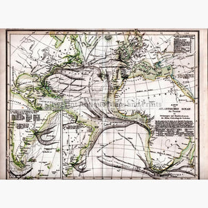 Atlantic Ocean Karte von Atlantischen Ocean c.1850. Maps KittyPrint 1800s Sea Charts World Maps