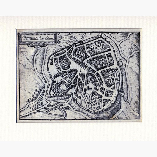 Beaumont in Hainaut c.1695 Maps KittyPrint 1600s Battles Wars & Fortifications Netherlands & Belgium