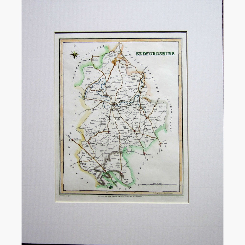 Antique Map Bedfordshire 1840. Maps