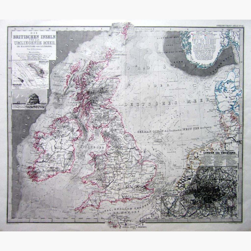 British Isles Britischen Inseln 1876 Maps KittyPrint 1800s England Great Britain & British Isles Regional Maps Ireland Scotland Wales